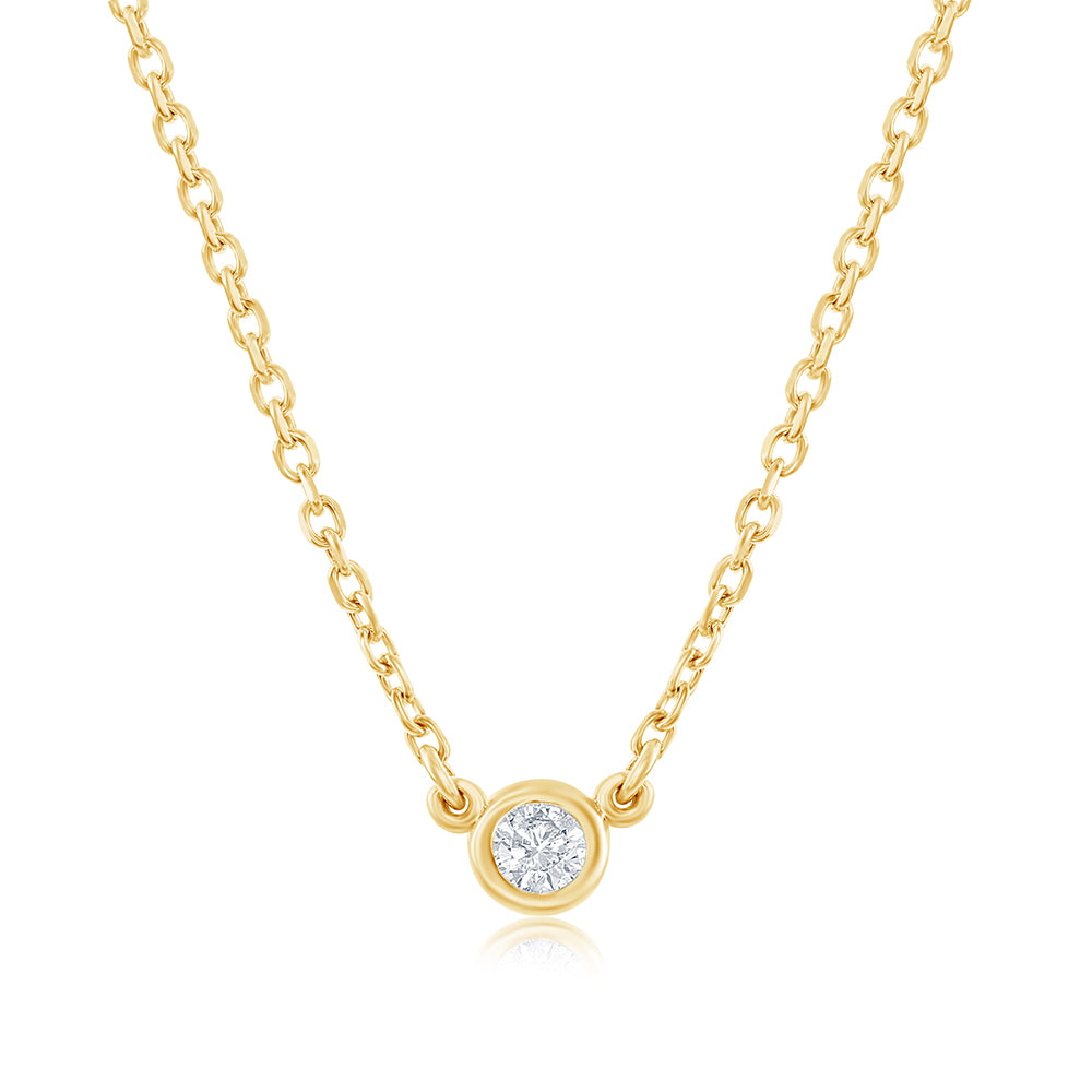 Petit Bezel Set Diamond Solitaire | 14K Yellow Gold, White Gold or Rose Gold