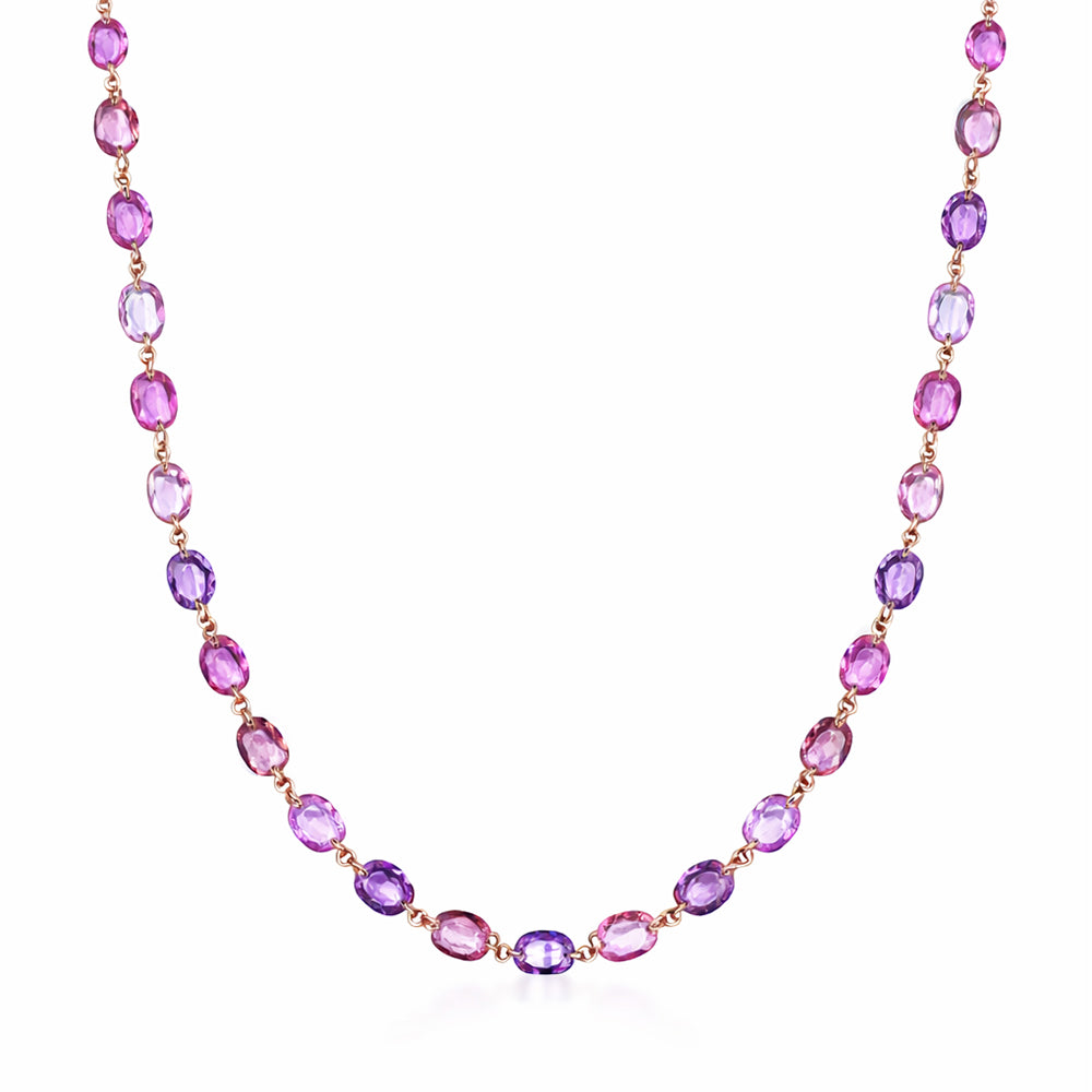 Pink Sapphire Collet-Set Rivière Necklace | 18k Rose Gold