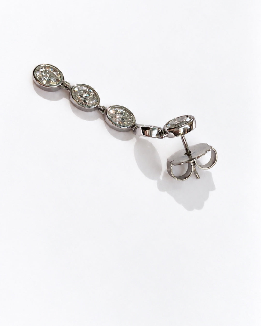 Platinum Oval Diamond Drop Earrings (3.00 Carats Total)