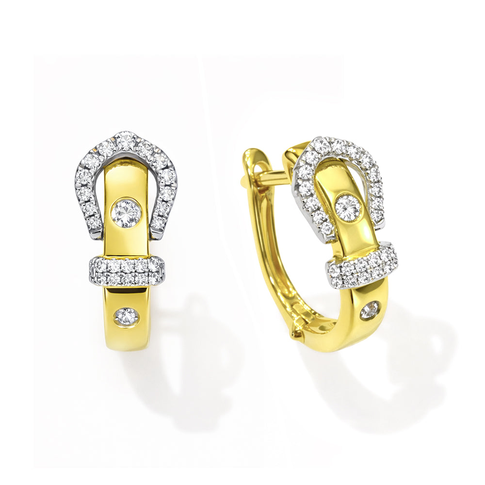 Prong & Bezel Set Round Diamond Huggie Earrings, 0.28 TCW
