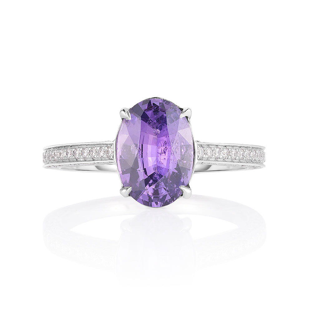 Purple Sapphire Ring in our Platinum and Diamond Royal Setting | Marisa Perry by Douglas Elliott