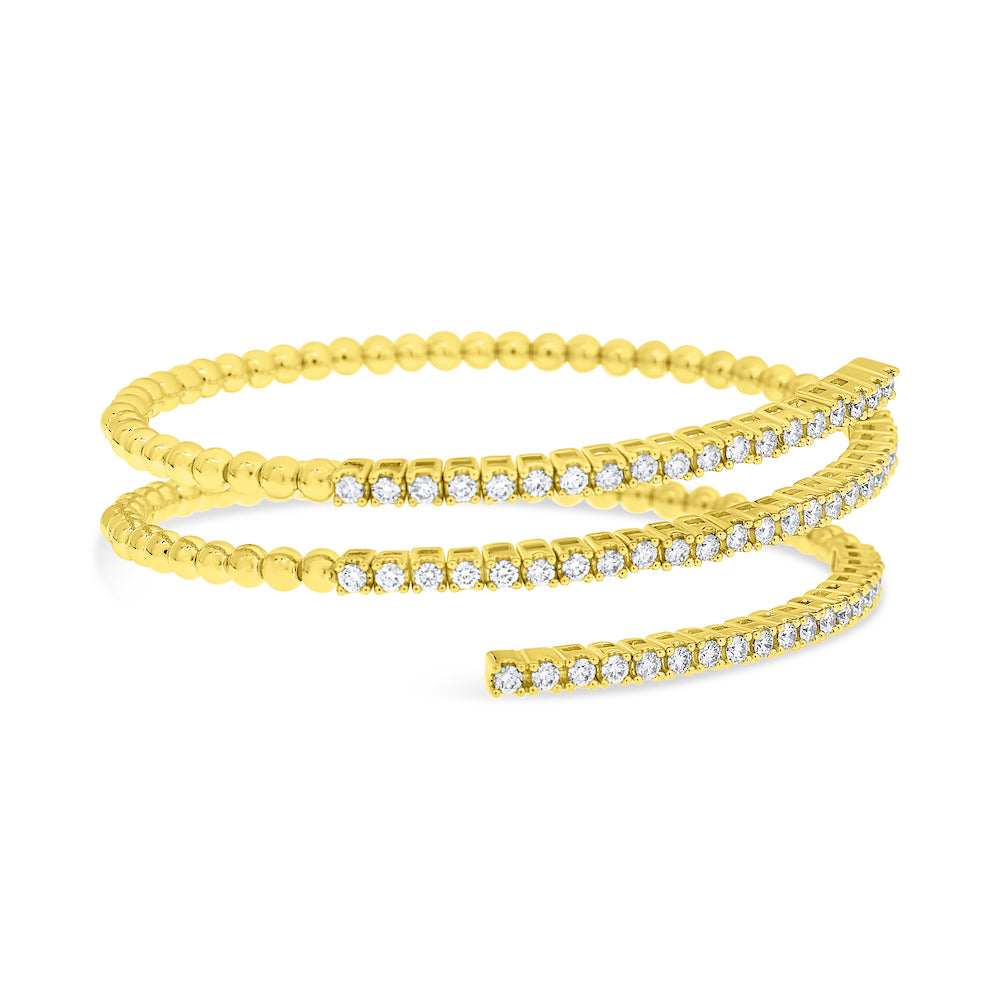 18K Yellow Gold Diamond Flexible Wrap Bangle – 1.70 TCW