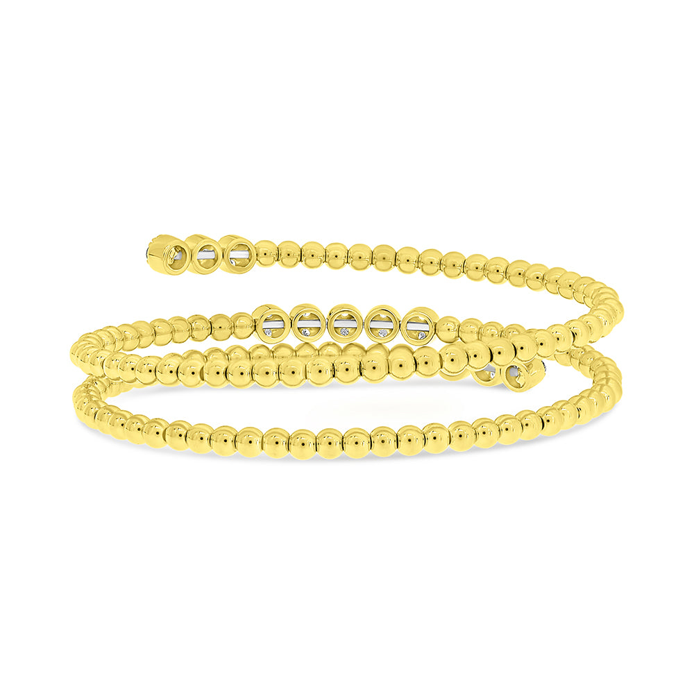 18K Yellow Gold Diamond Flexible Wrap Bangle – 0.75 TCW