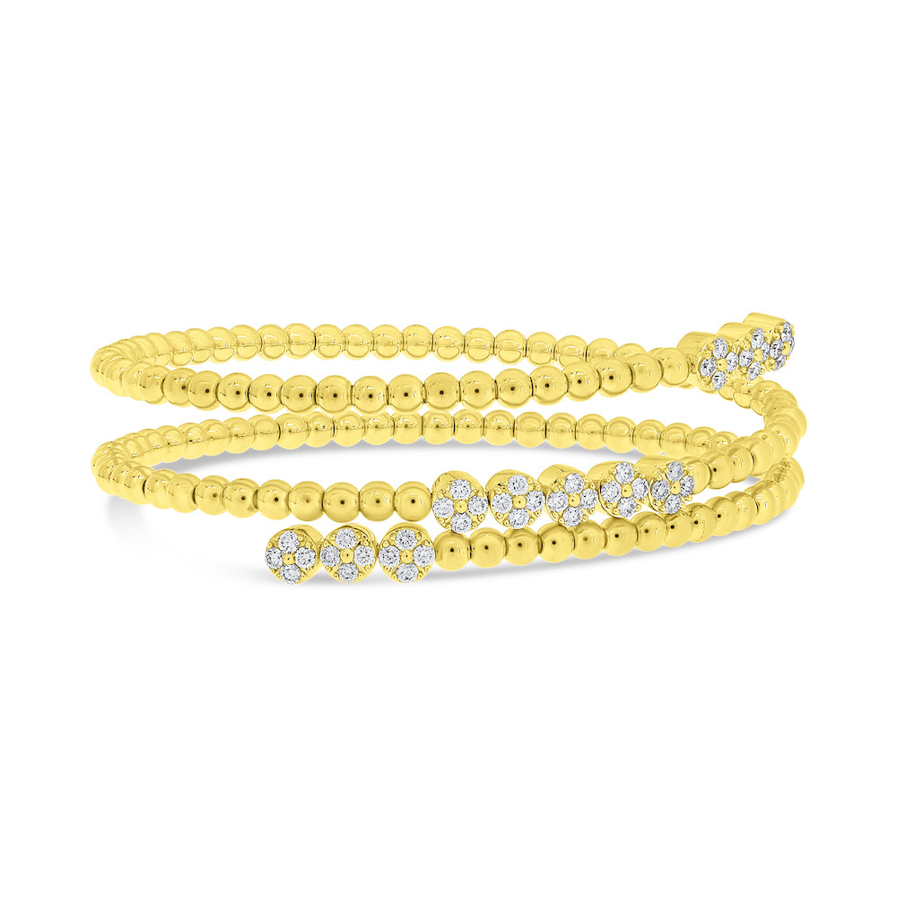 18K Yellow Gold Diamond Flexible Wrap Bangle – 0.75 TCW