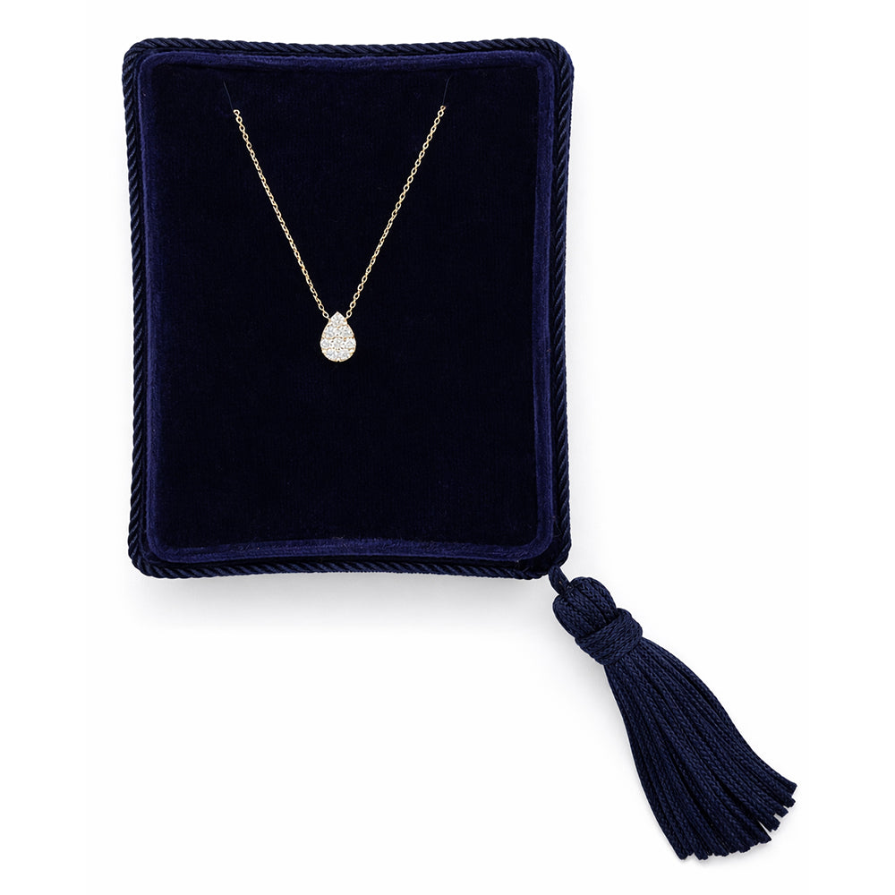 14K Yellow Gold Diamond Teardrop Pendant Necklace, 0.15 TCW