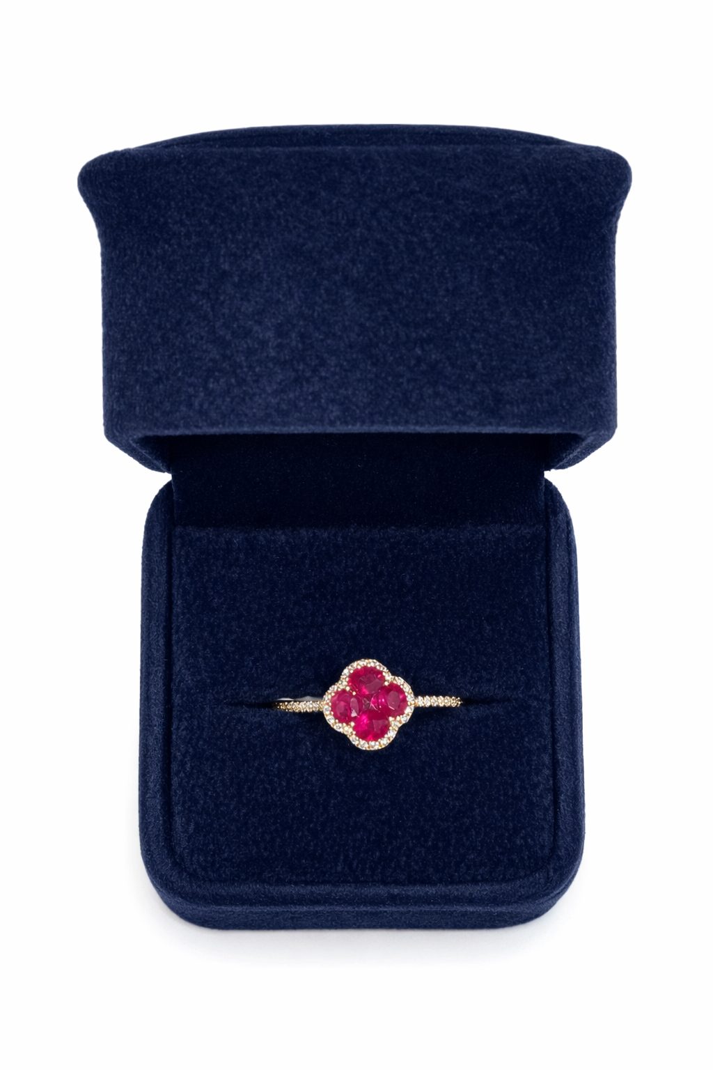 Yellow Gold Ruby & Diamond Princess Cluster Ring, 1.41 TCW