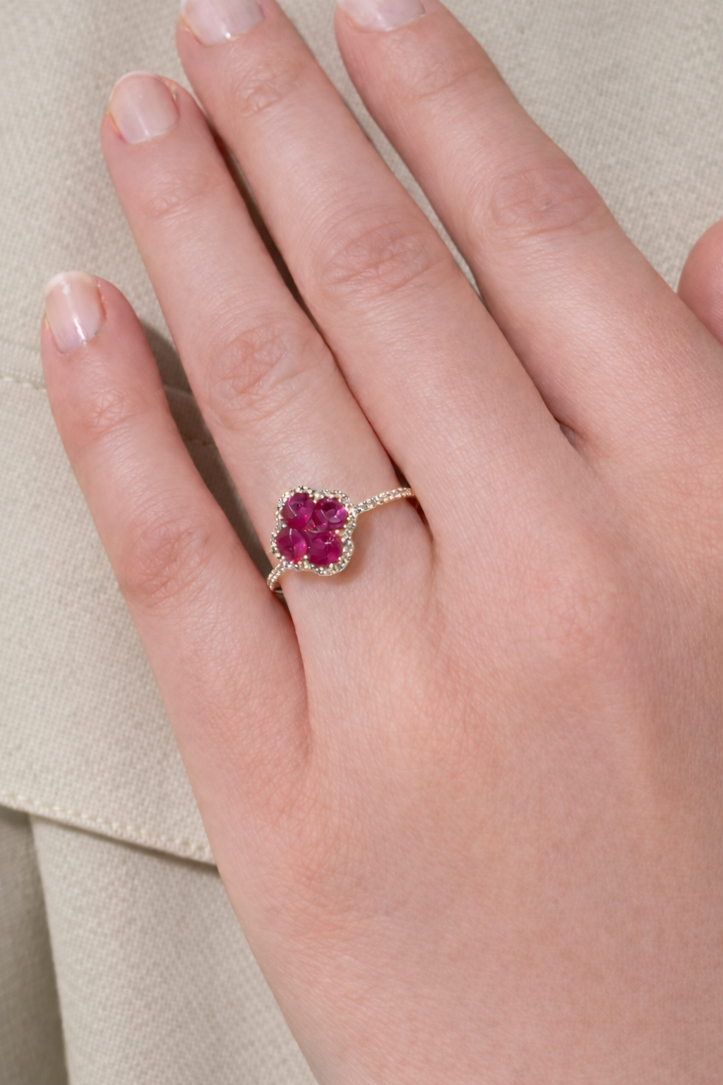 Yellow Gold Ruby & Diamond Princess Cluster Ring, 1.41 TCW