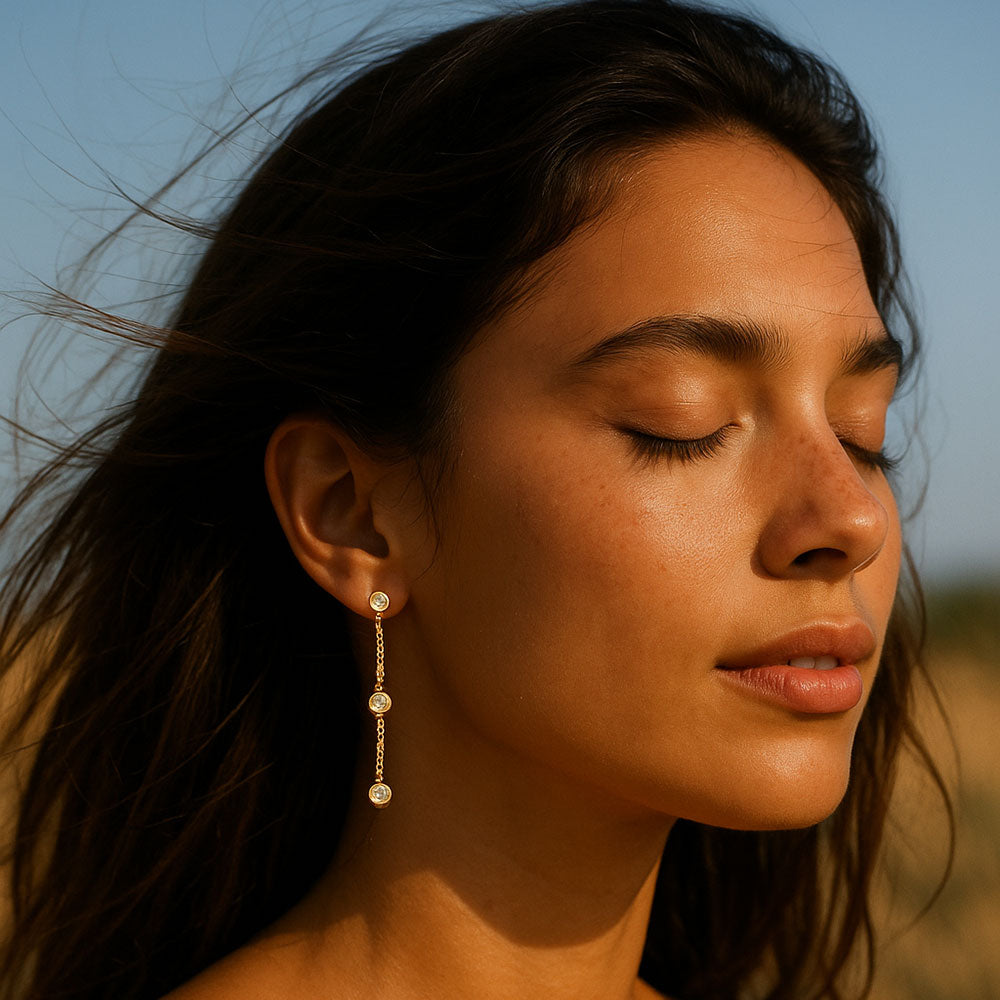 Bezel Set Diamond Drop Earrings | 0.42 CTW | 14K White, Yellow or Rose Gold
