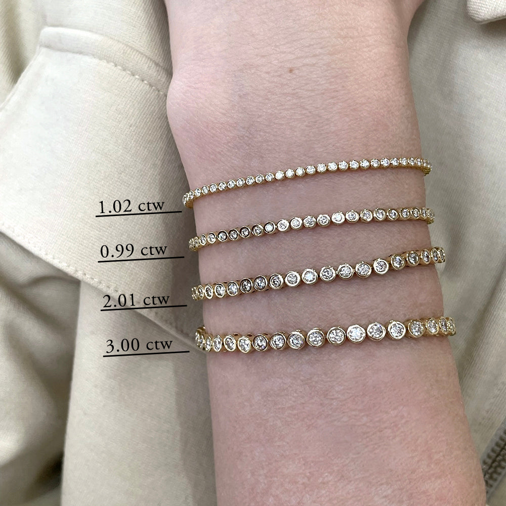 14K Yellow Gold Diamond Bezel Tennis Bracelet – 2.01 Carat Total Weight
