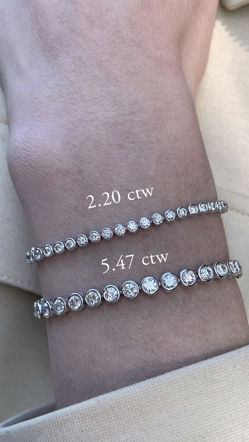 Bezel Set Diamond Tennis Bracelet – 2.20 Total Carat Weight | 18K White Gold
