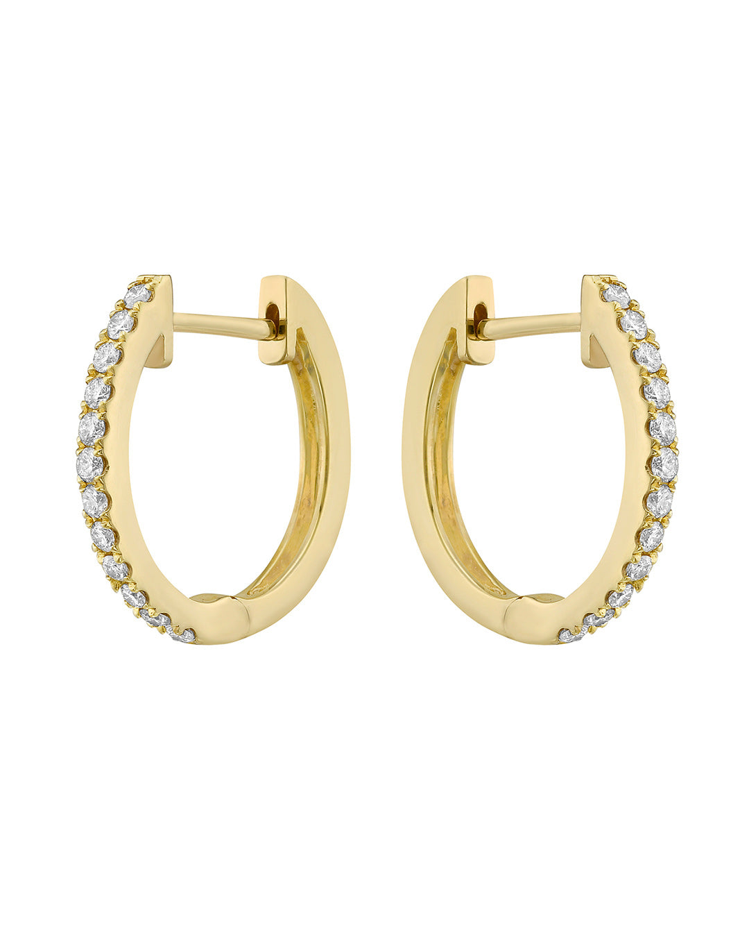 Celestial Diamond Hoop Earrings in 14K yellow gold featuring 0.26 TCW of round brilliant-cut diamonds in a shared-prong setting.