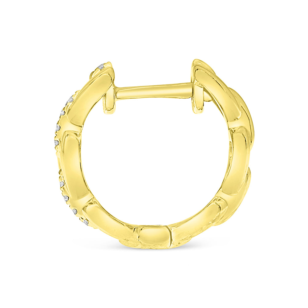 Diamond Heart Huggie Earrings | 0.05 TCW | 14K Yellow Gold