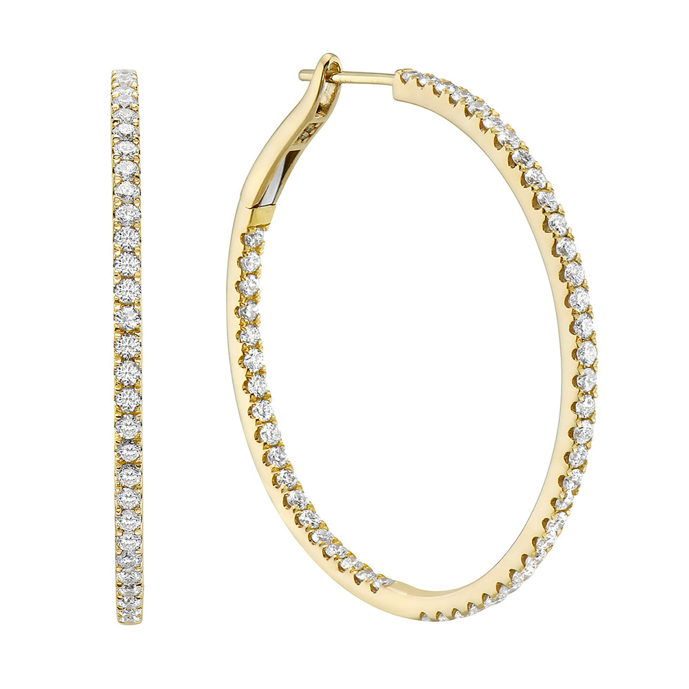 Express Yourself diamond hoop earring in 14K yellow gold featuring round brilliant diamonds totaling 1.76 carats.