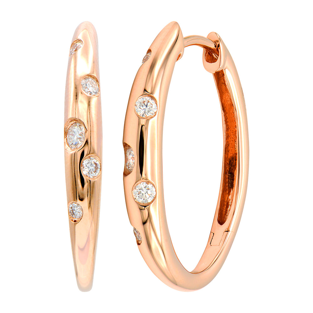 Galaxy Diamond Hoop Earrings | 0.18 Carat Total Weight | 14K White, Yellow or Rose Gold | 3/4 Inch