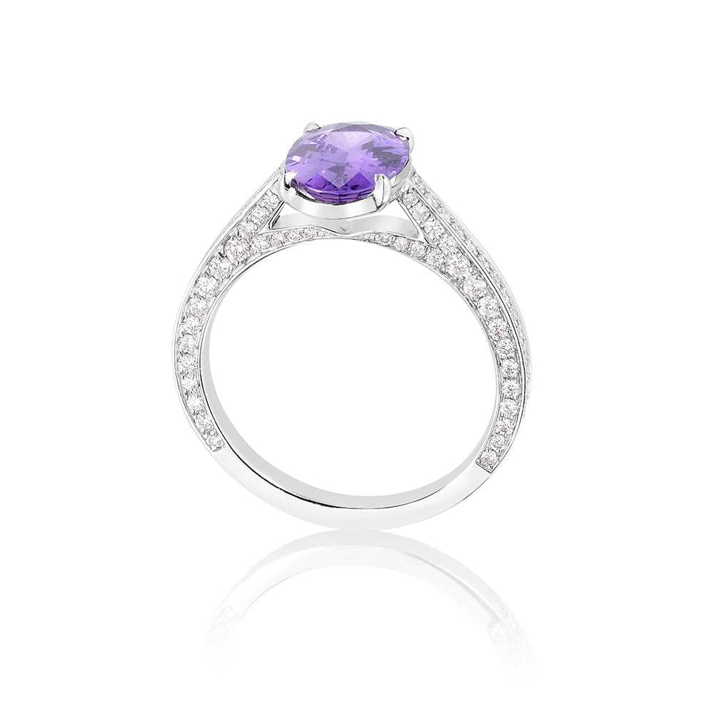 Purple Sapphire Ring in our Platinum and Diamond Royal Setting | Marisa Perry by Douglas Elliott