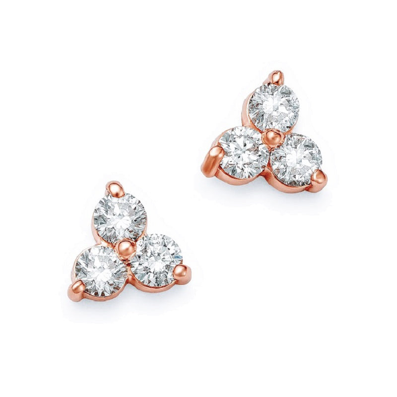 Petite Trilogy Diamond Stud Earrings | 0.20 Carat Total Weight | 14K White, Yellow or Rose Gold