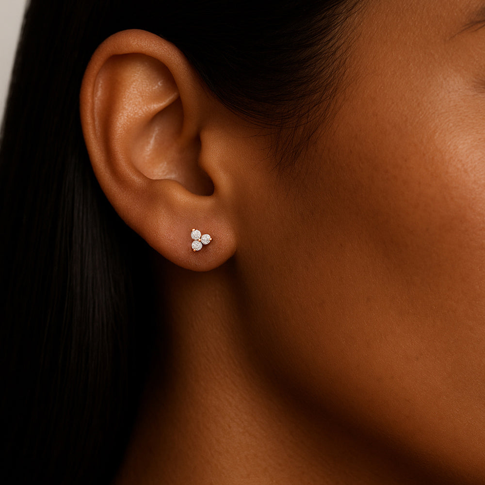 Petite Trilogy Diamond Stud Earrings | 0.20 Carat Total Weight | 14K White, Yellow or Rose Gold