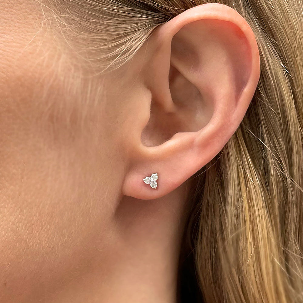 Petite Trilogy Diamond Stud Earrings | 0.20 Carat Total Weight | 14K White, Yellow or Rose Gold