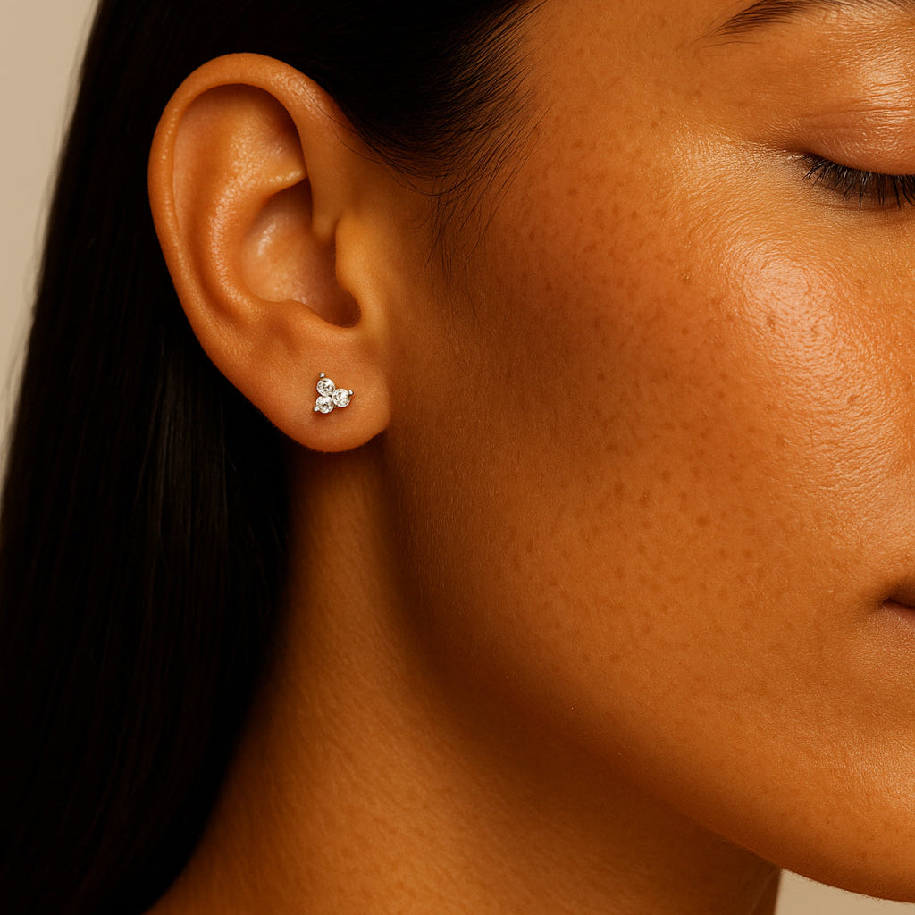 Petite Trilogy Diamond Stud Earrings | 0.20 Carat Total Weight | 14K White, Yellow or Rose Gold