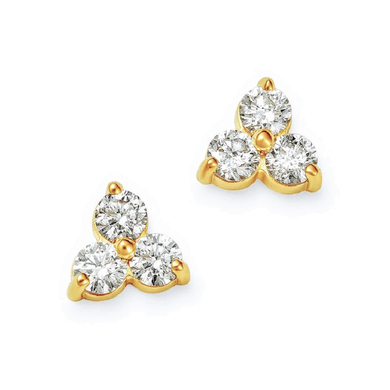 Petite Trilogy Diamond Stud Earrings | 0.20 Carat Total Weight | 14K White, Yellow or Rose Gold