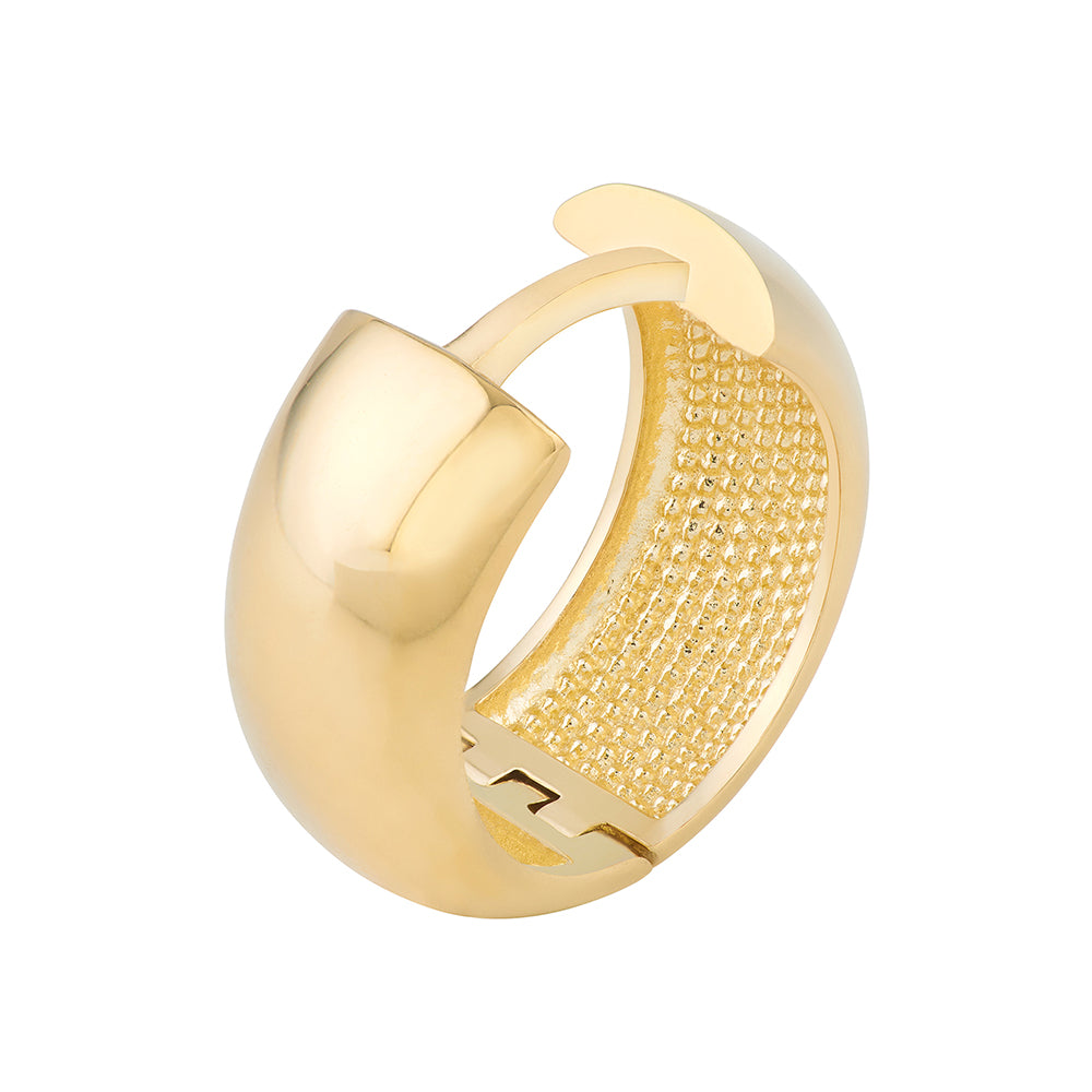 Polished Wide Huggie Hoop Earrings | 14K Yellow Gold