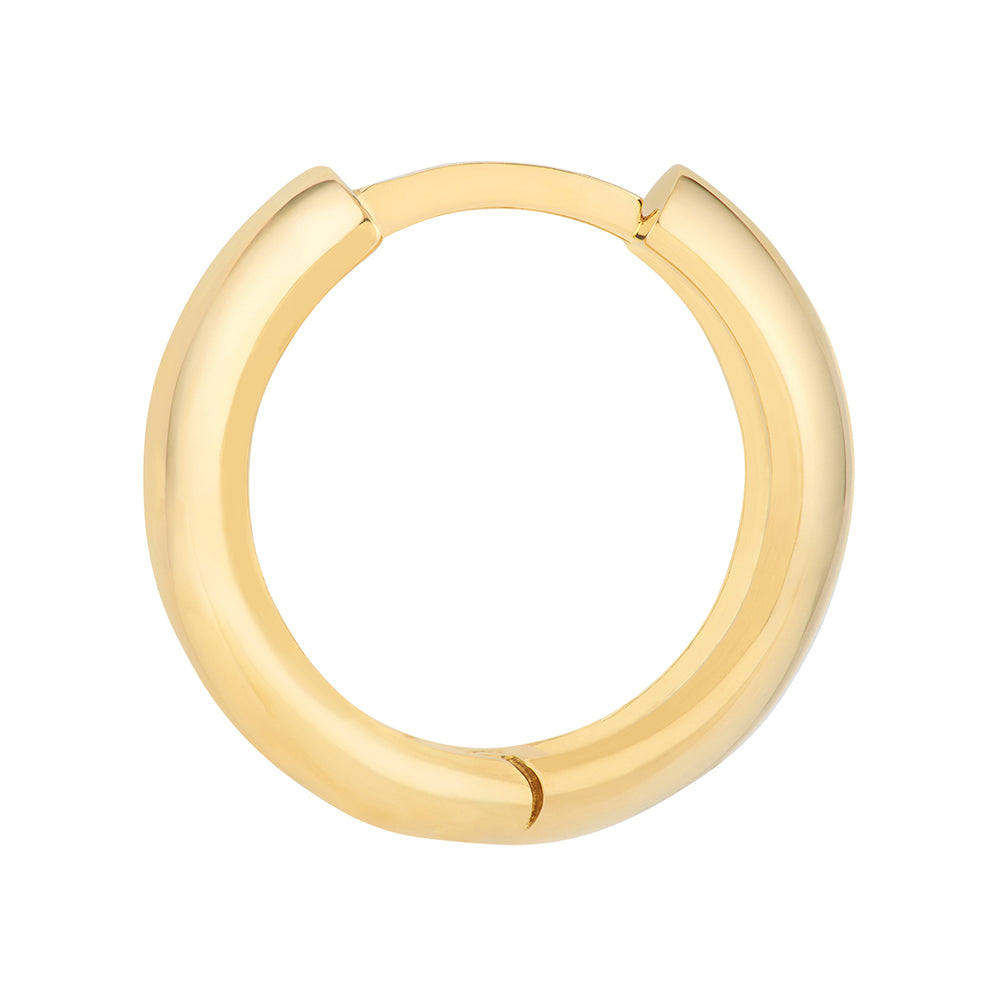 Polished Wide Huggie Hoop Earrings | 14K Yellow Gold