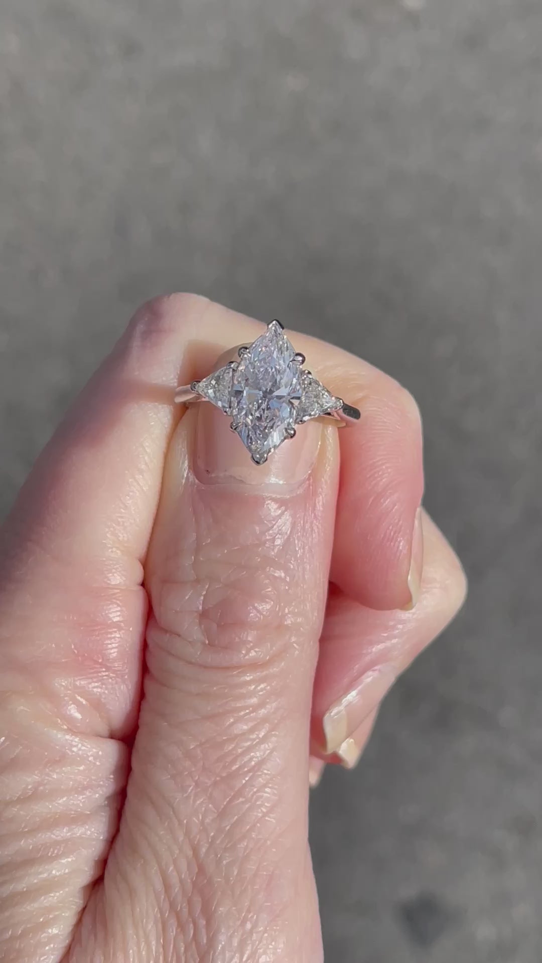 Three Stone Marquise Diamond Engagement Ring With Trillions | Marisa Perry by Douglas Elliott_G12758_Video2