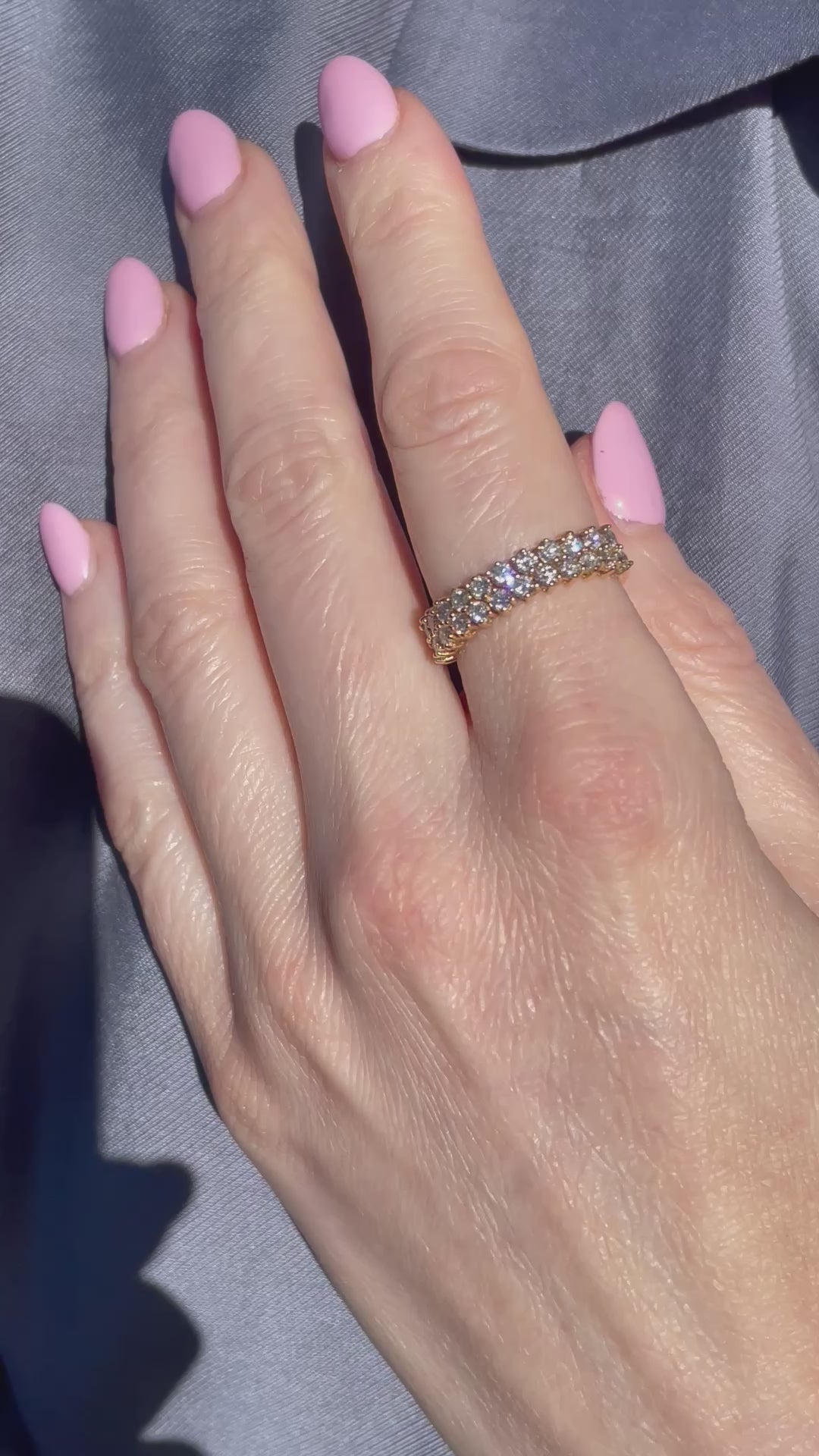 14K Yellow Gold Double Row Diamond Ring with 1.30 Carats of Round Diamonds_A28661_Video