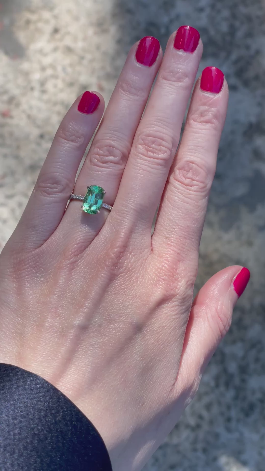 Mint Green Grossular Garnet Katherine Ring Set in Platinum_G18493_Video
