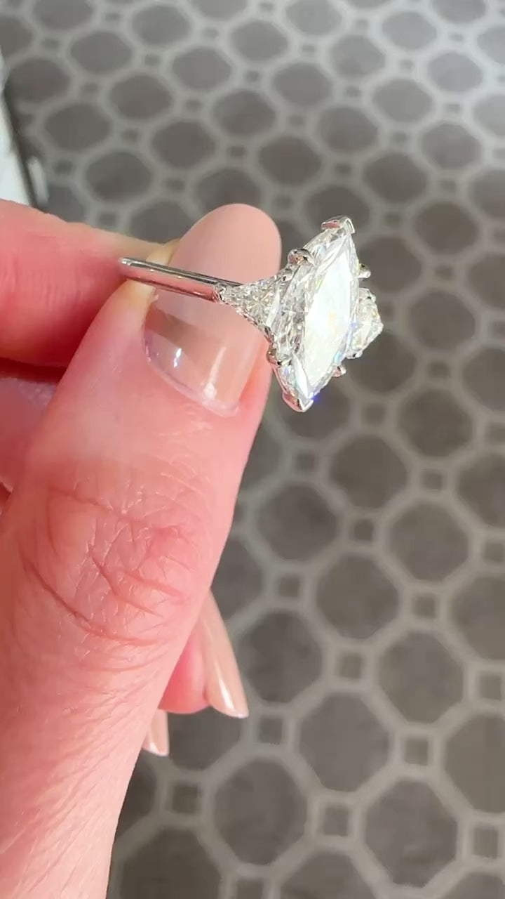 Three Stone Marquise Diamond Engagement Ring With Trillions | Marisa Perry by Douglas Elliott_G12758_Video