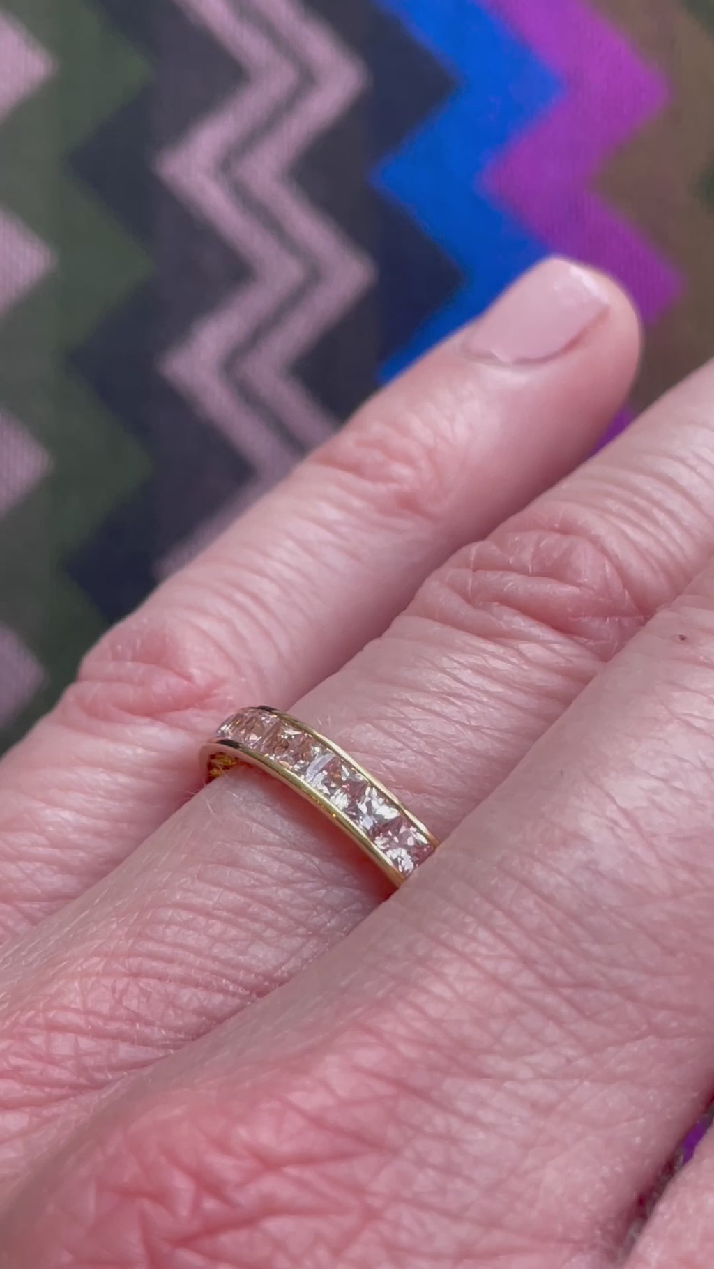 18K_Yellow_Gold_Princess_Cut_Pink_Sapphire_Eternity_Band_3.05_Carats_A34623_Video