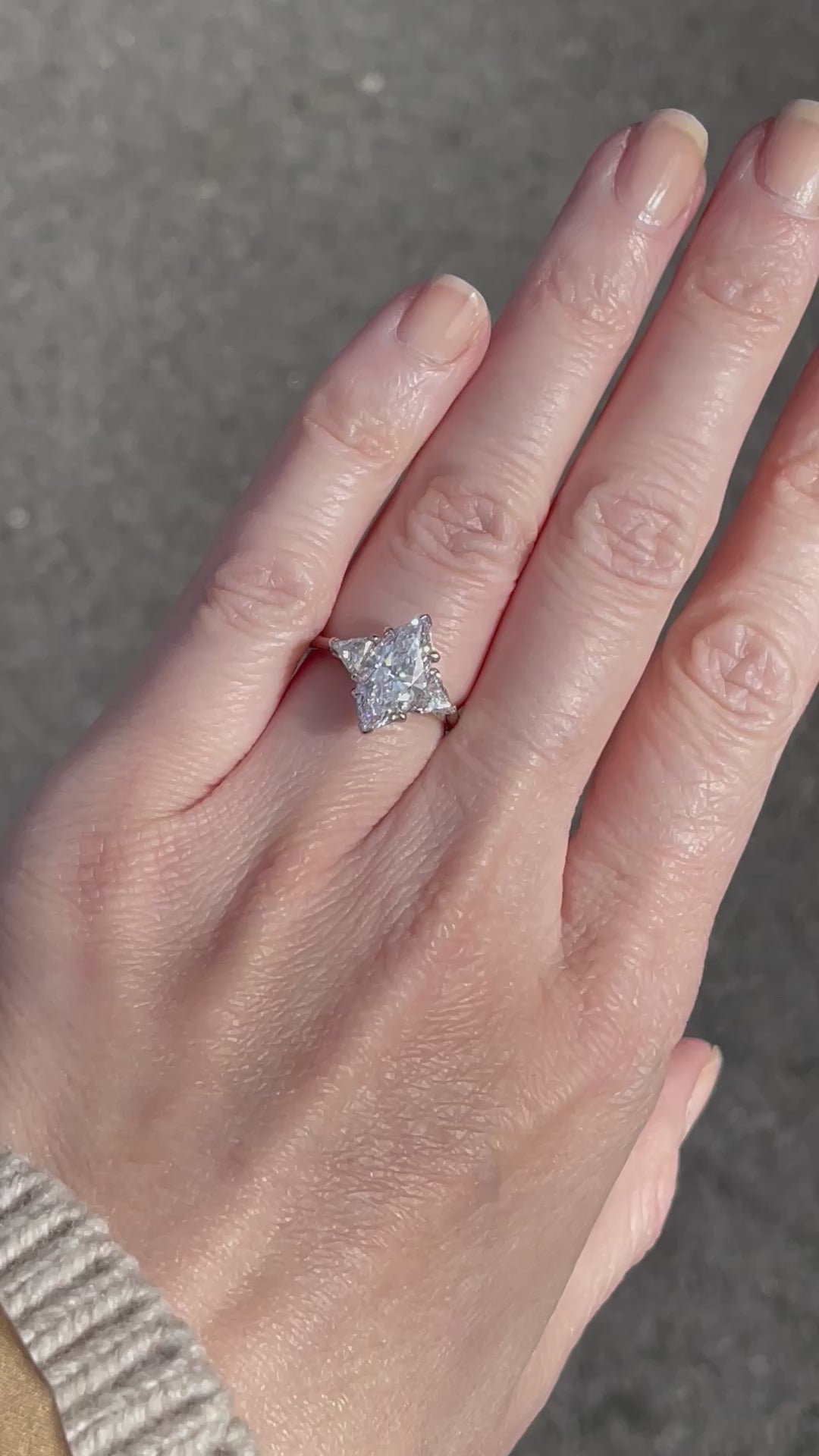 Three Stone Marquise Diamond Engagement Ring With Trillions | Marisa Perry by Douglas Elliott_G12758_Video2