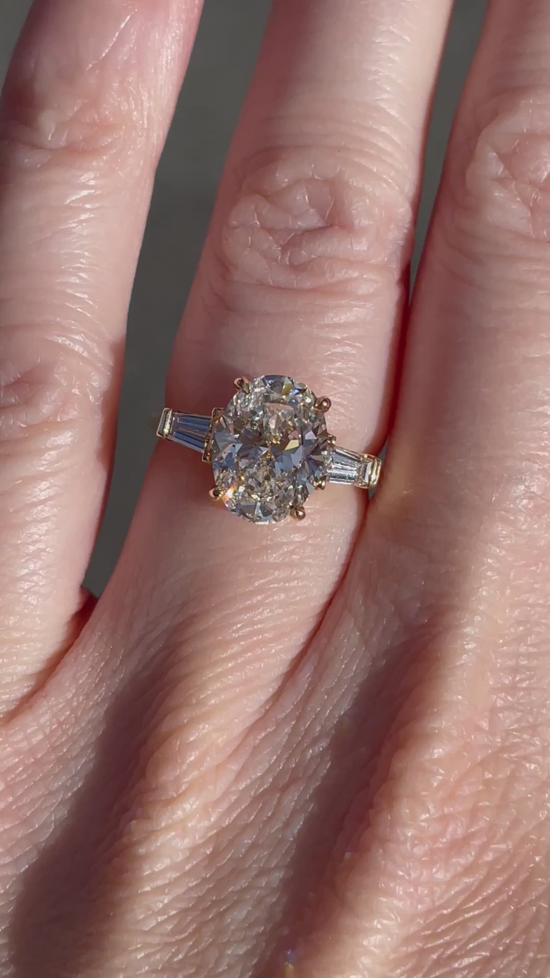 3 Carat Oval Cut Three Stone Flush Fitting Diamond Engagement Ring | Marisa Perry by Douglas Elliott_A26827_Video