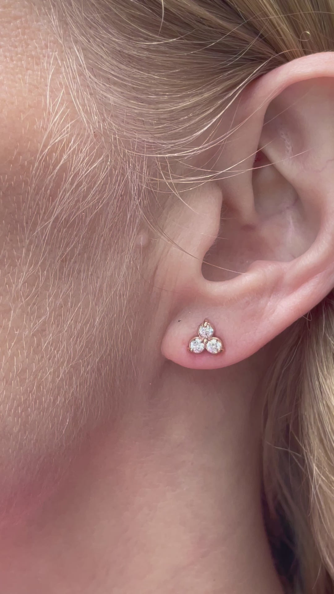 Small_Diamond_Trilogy_Stud_Earrings_0.40_CTW_14K_Rose_Gold_E009-40-SR_Video