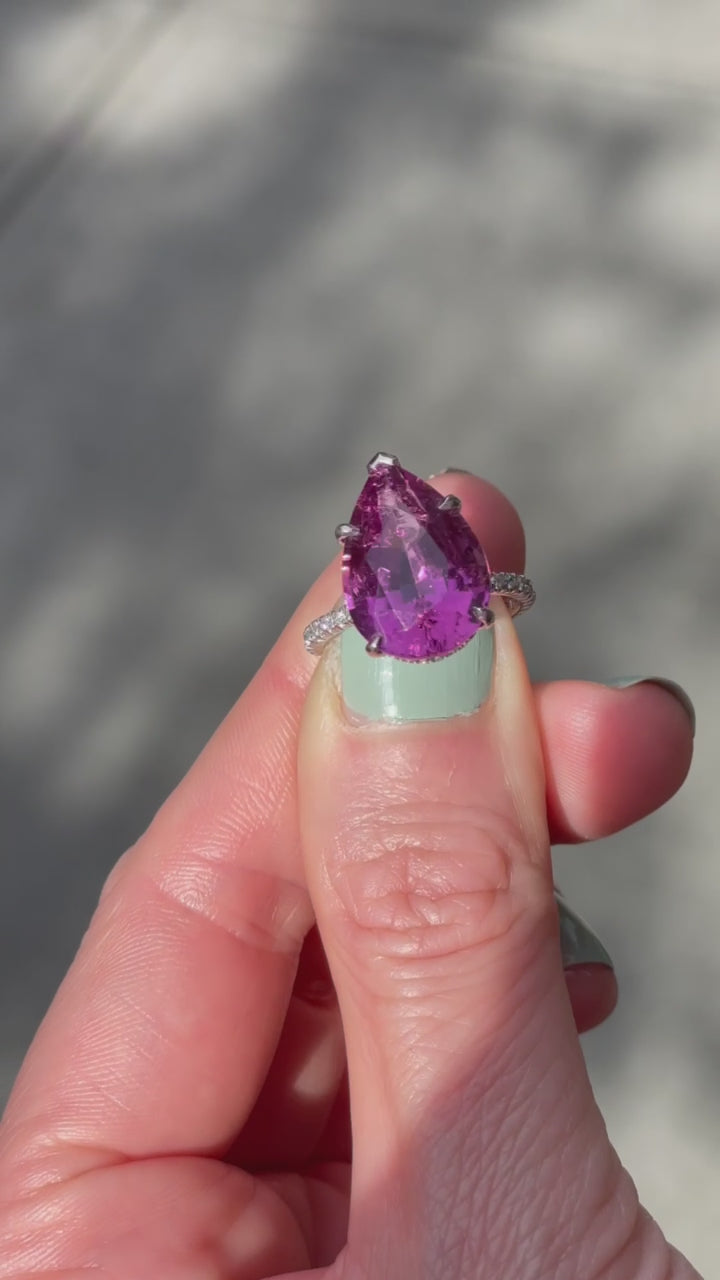 7.98 carat Pear Shape Lilac Tourmaline Katherine Ring | Marisa Perry by Douglas Elliott_G18498_Video4