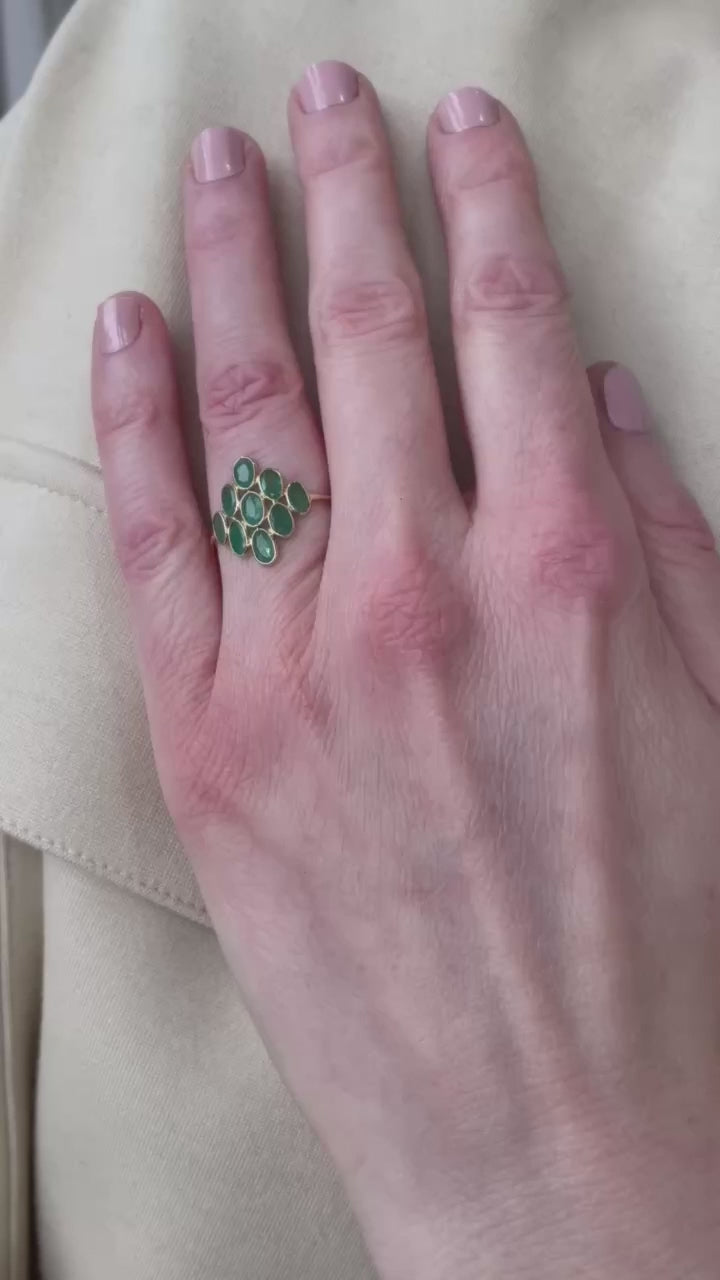 14K Yellow Gold Emerald Cluster Ring, 2.05 TCW_A33567_Video