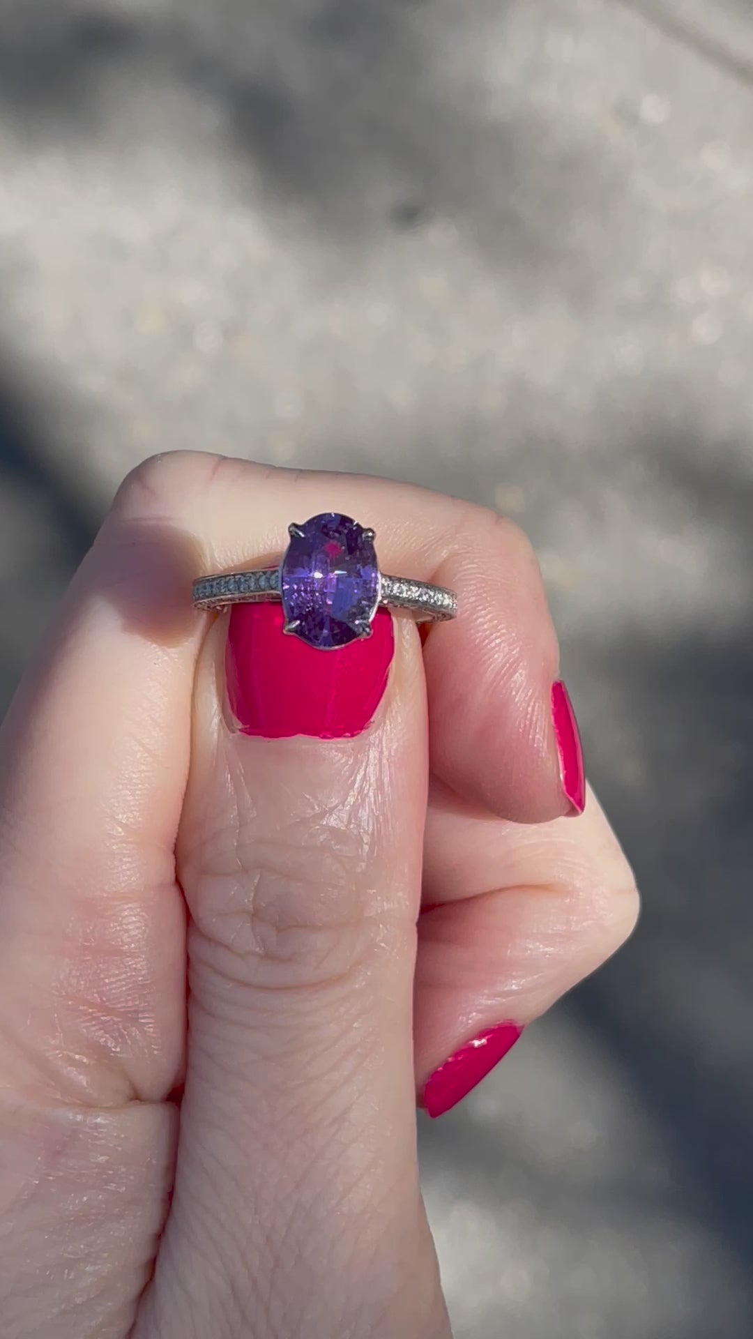 Purple Sapphire Ring in our Platinum and Diamond Royal Setting | Marisa Perry by Douglas Elliott_G17800_Video2