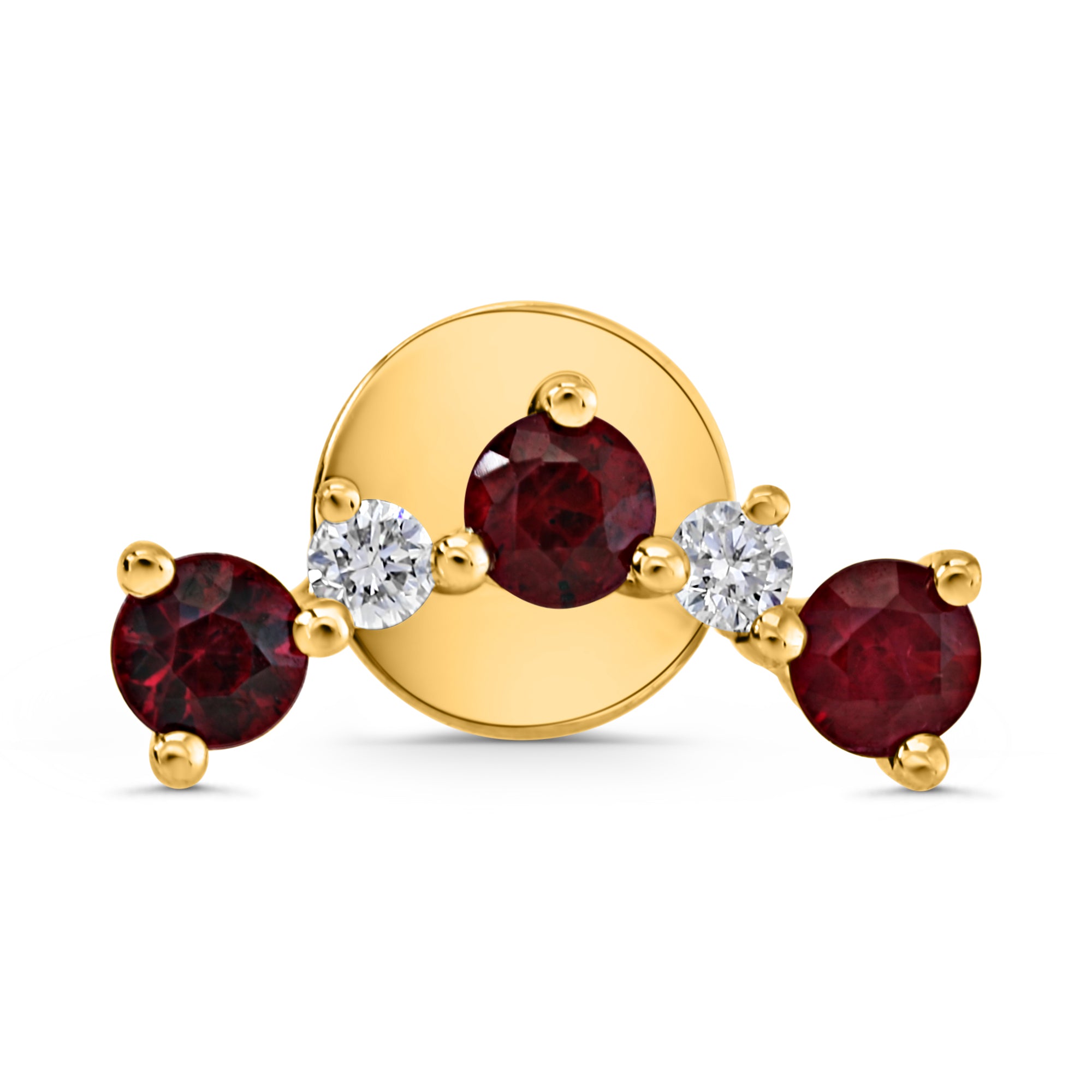 Ruby & Diamond Cluster Stud Earrings | 14K Yellow Gold