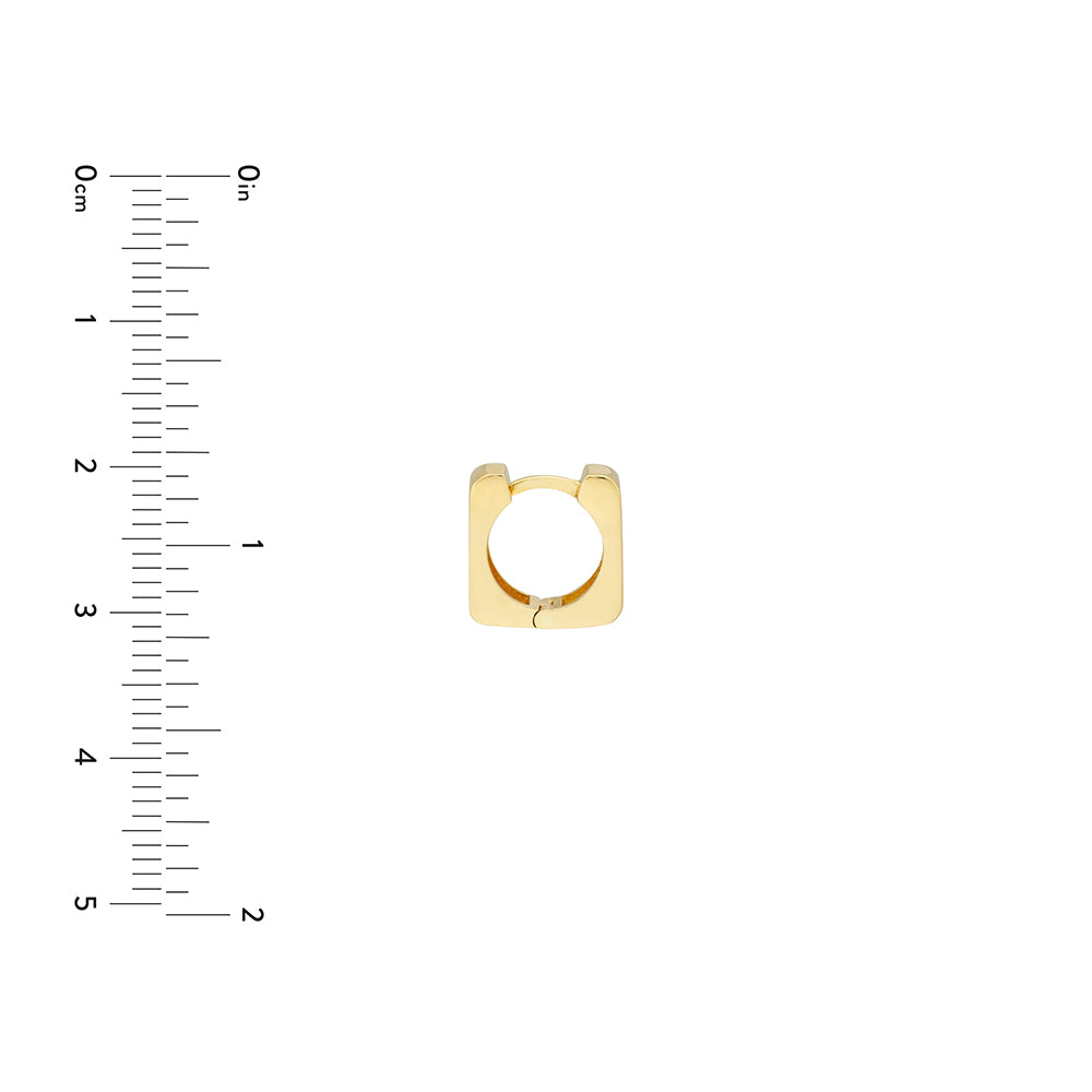 Small Square Huggie Hoop Earrings | 14K Yellow Gold