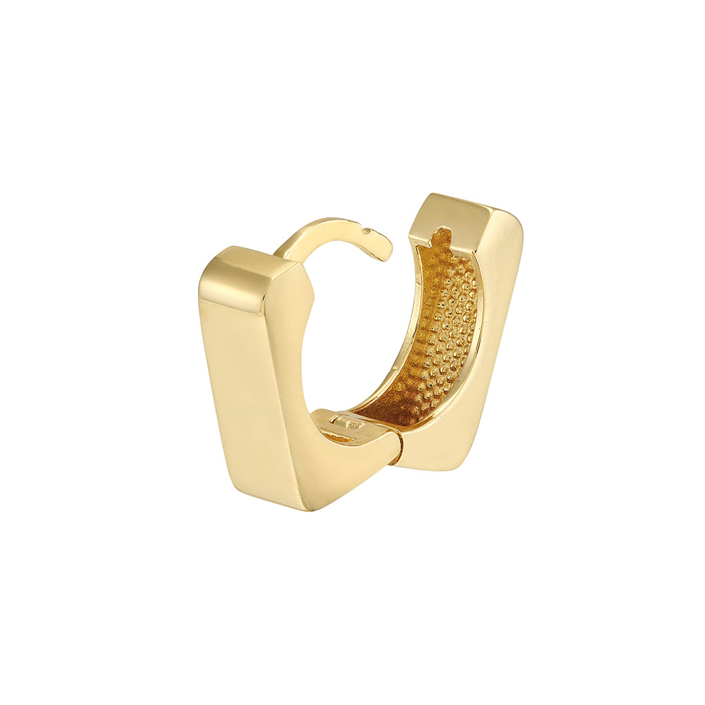 Small Square Huggie Hoop Earrings | 14K Yellow Gold