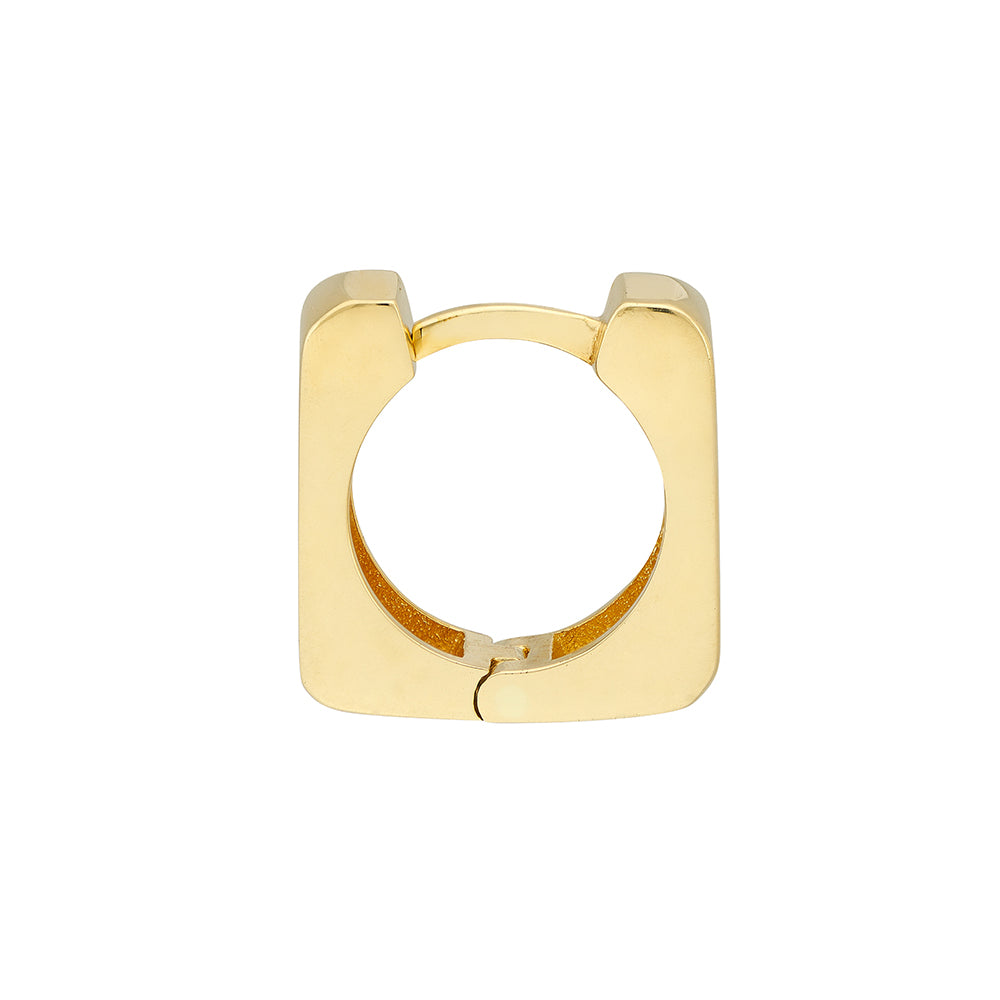 Small Square Huggie Hoop Earrings | 14K Yellow Gold