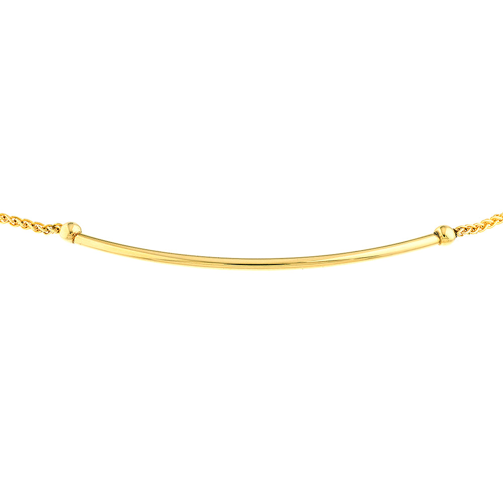 Thin Curve Tube Bolo Bracelet 14K Yellow Gold