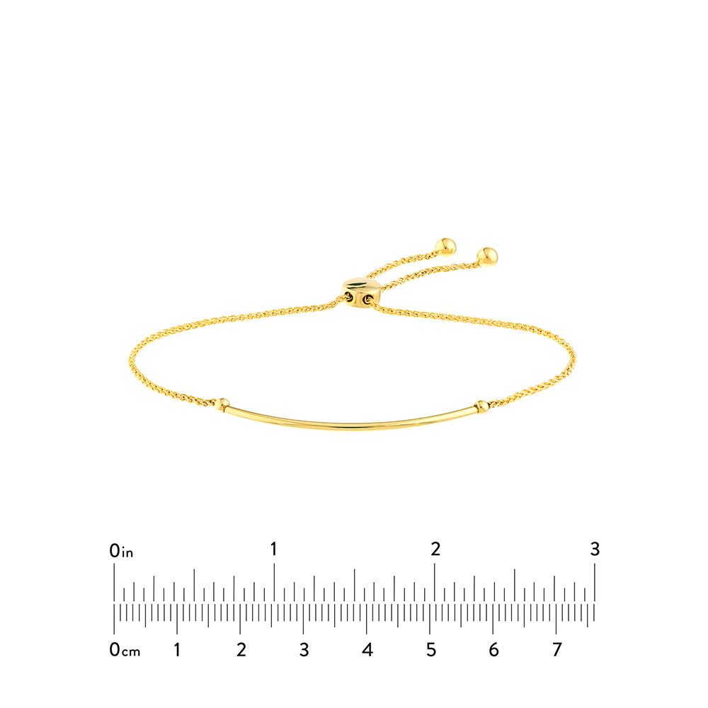 Thin Curve Tube Bolo Bracelet 14K Yellow Gold