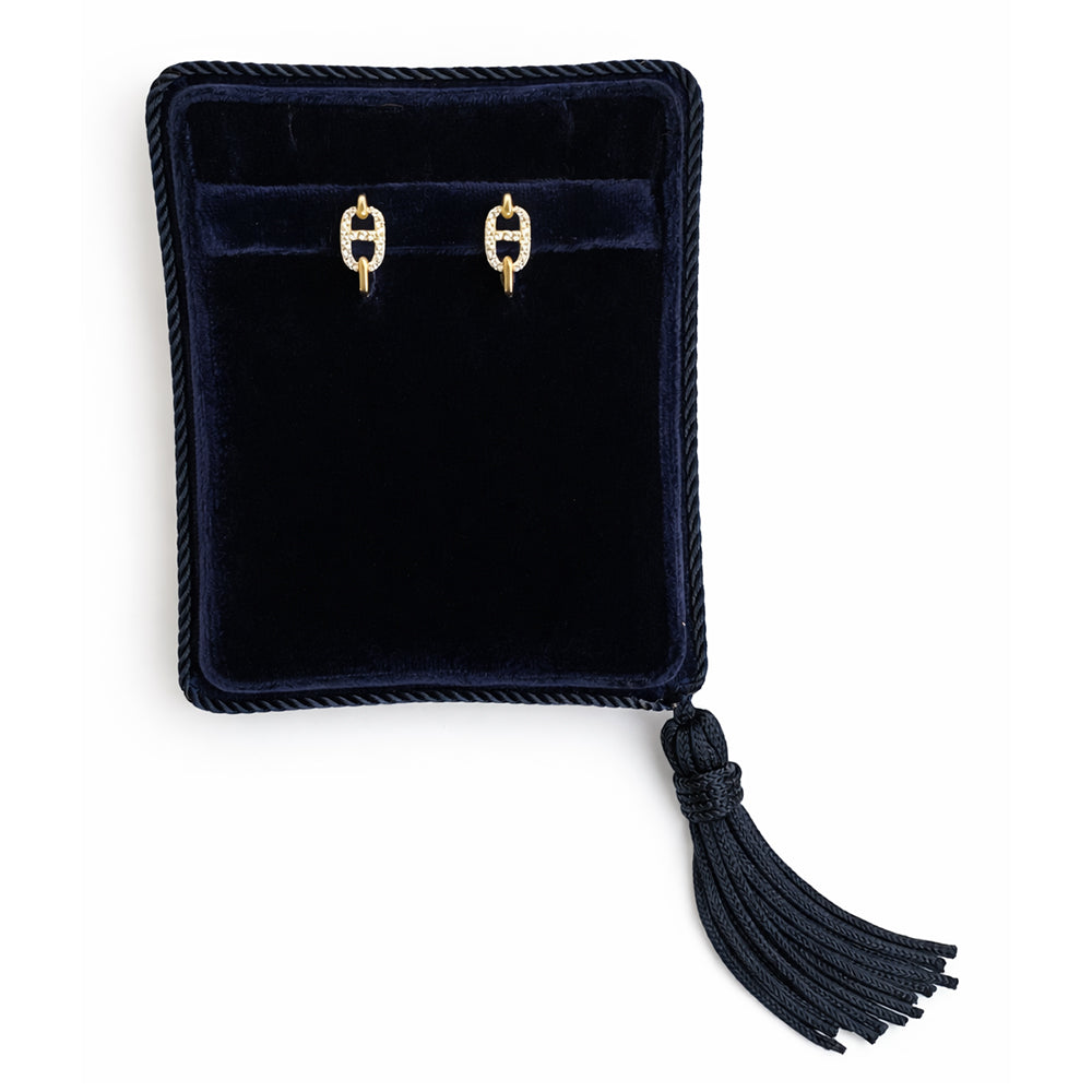 Two-Tone Diamond Link Huggie Earrings | 0.22 TCW