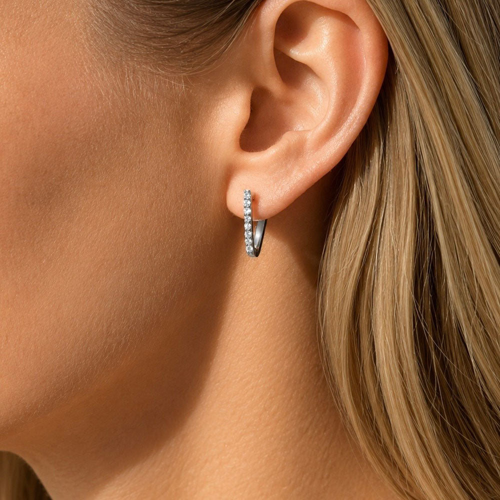 V-Shape Huggie Hoop Earrings | 0.33 Carats | 14K White, Yellow or Rose Gold